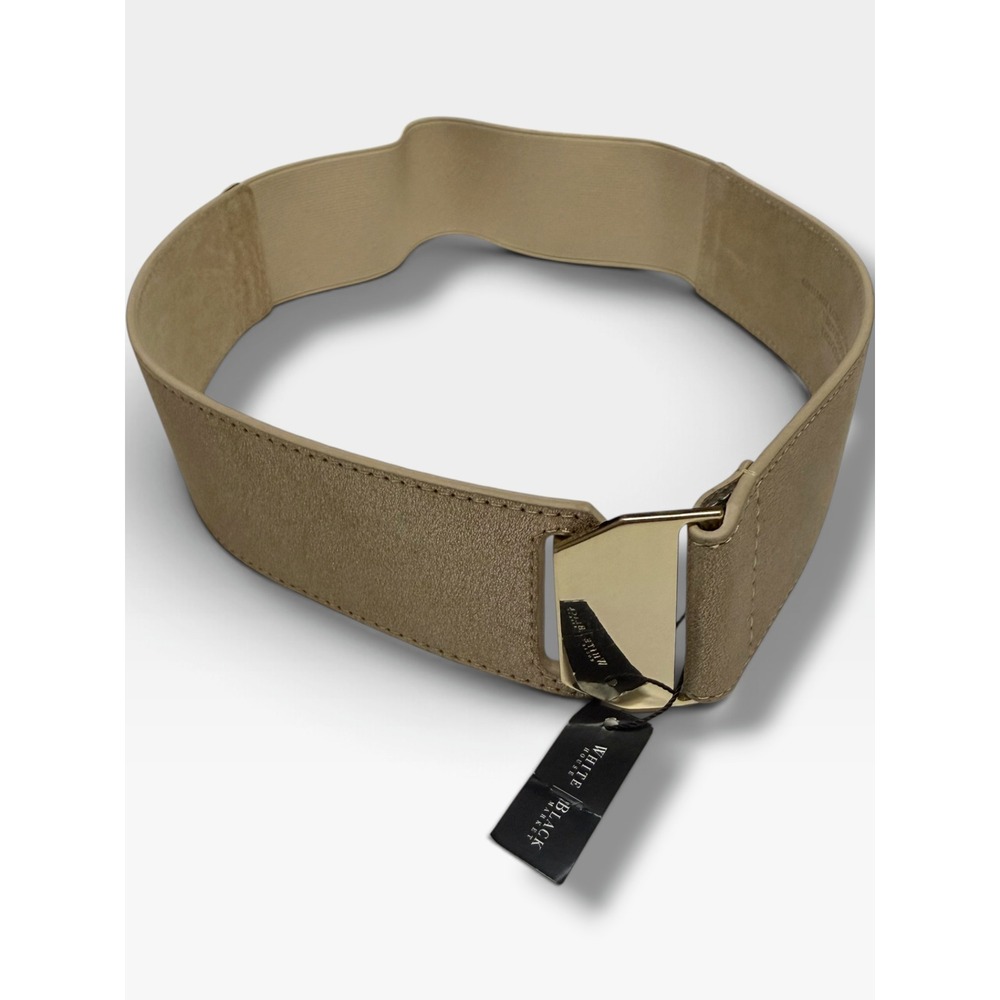 White House Black Market Gold Metallic Leather Stretch Waist Belt S NWT